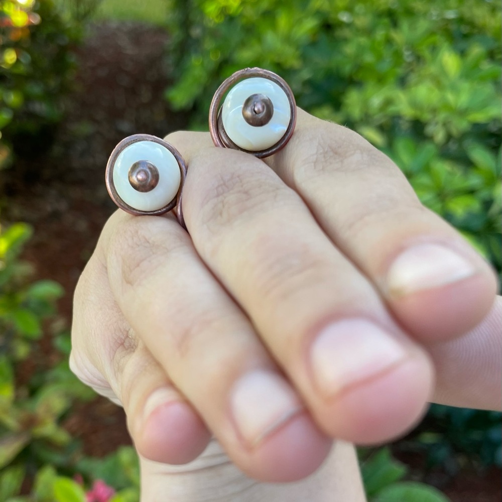 Copper eye puppet adjustable handmade rings - Picture 9 of 11